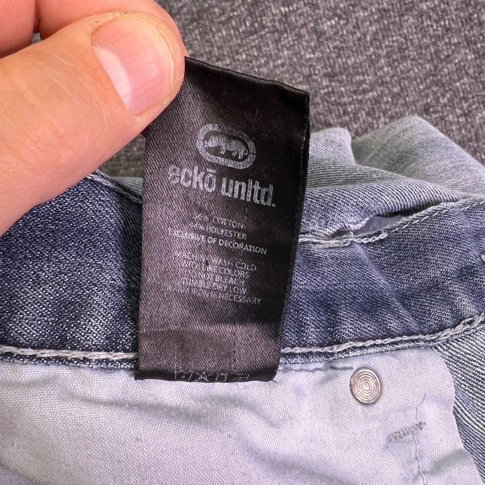 Ecko Unltd Jeans‎ Mens 34 Light Wash Athletic Streetwear Rhino Logo Hip Hop Y2K